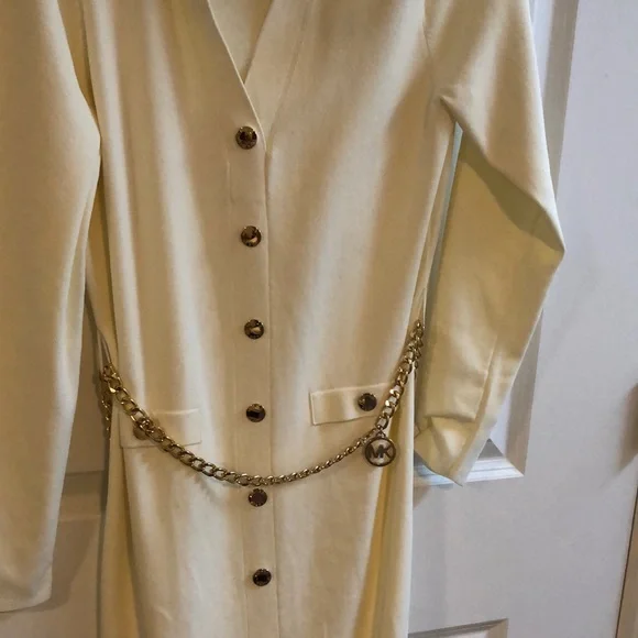 Michael Kors Cream Long Sleeve Dress L - Picture 8 of 15